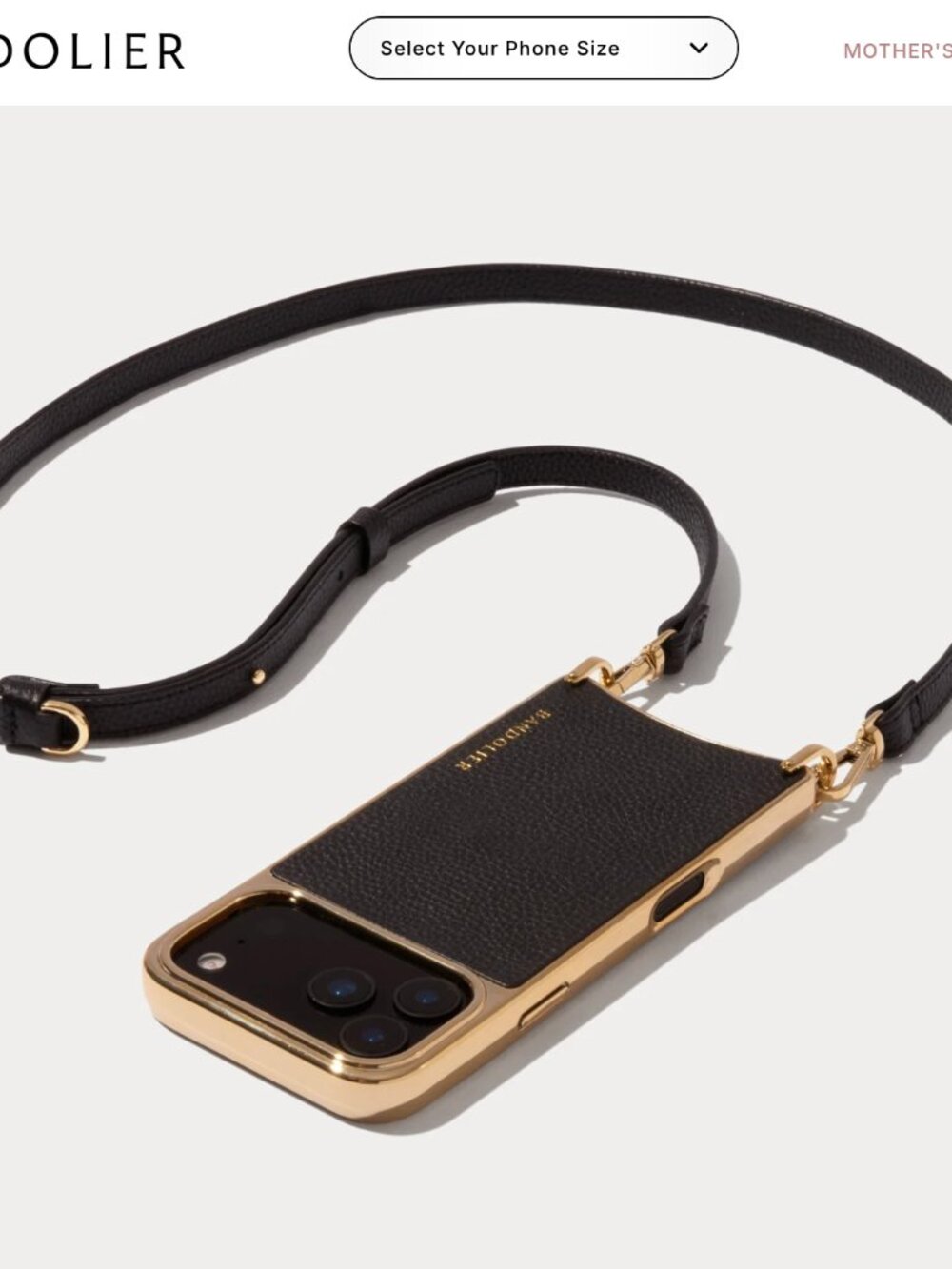 New Bandolier Crossbody Phone Case Iphone 17 ProMax in Black/Gold